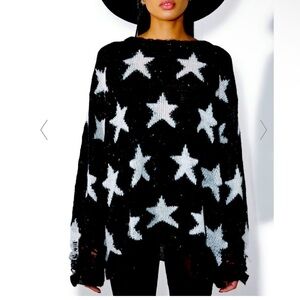 Wildfox Couture Seeing Stars Funfetti Yarn Sweater size small black white comfy